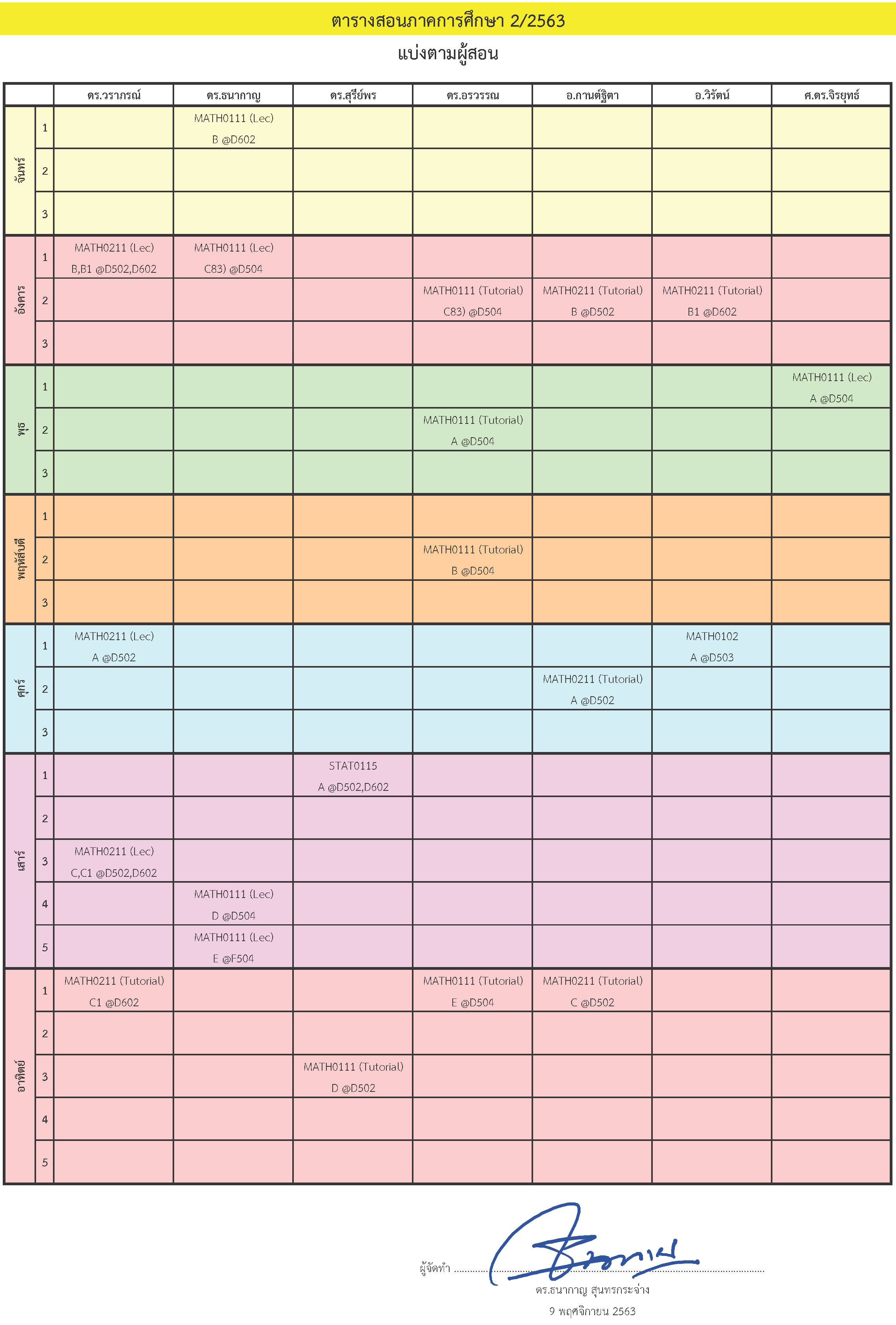 632TimeTable Staff