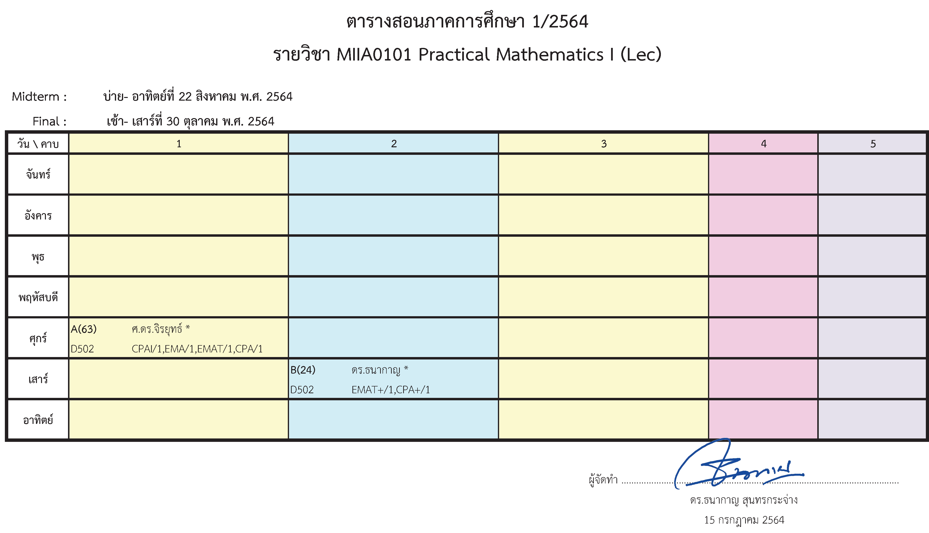 641TimeTable MIIA0101Lec