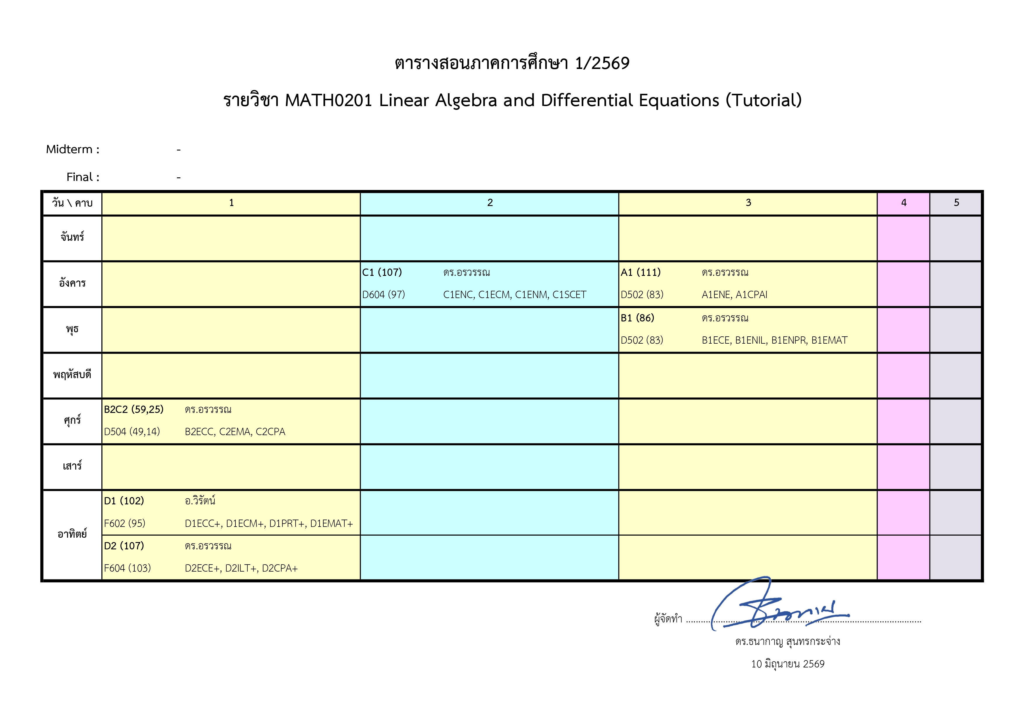 691TimeTable 04MATH0201Tutorial