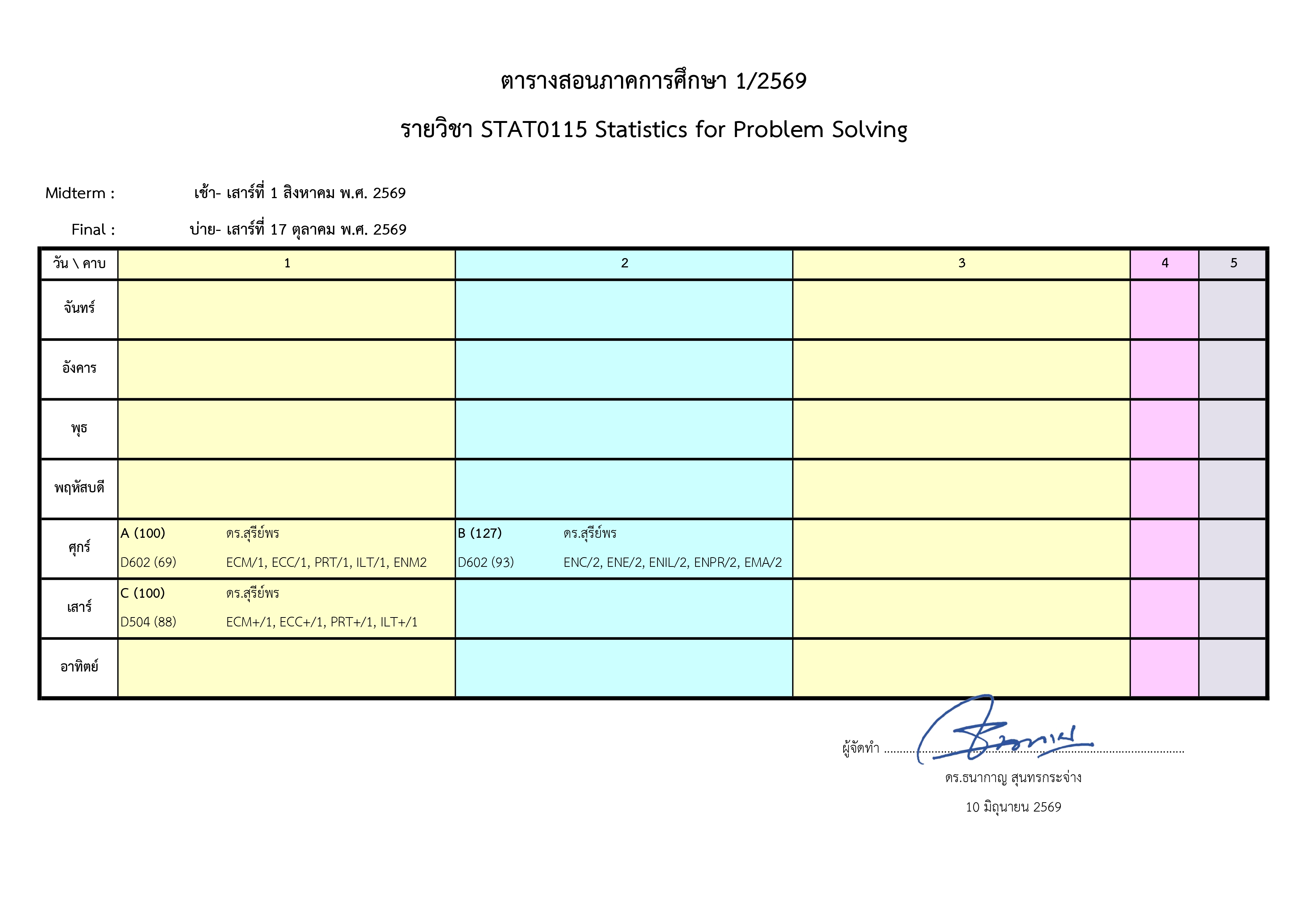 691TimeTable 07STAT0115