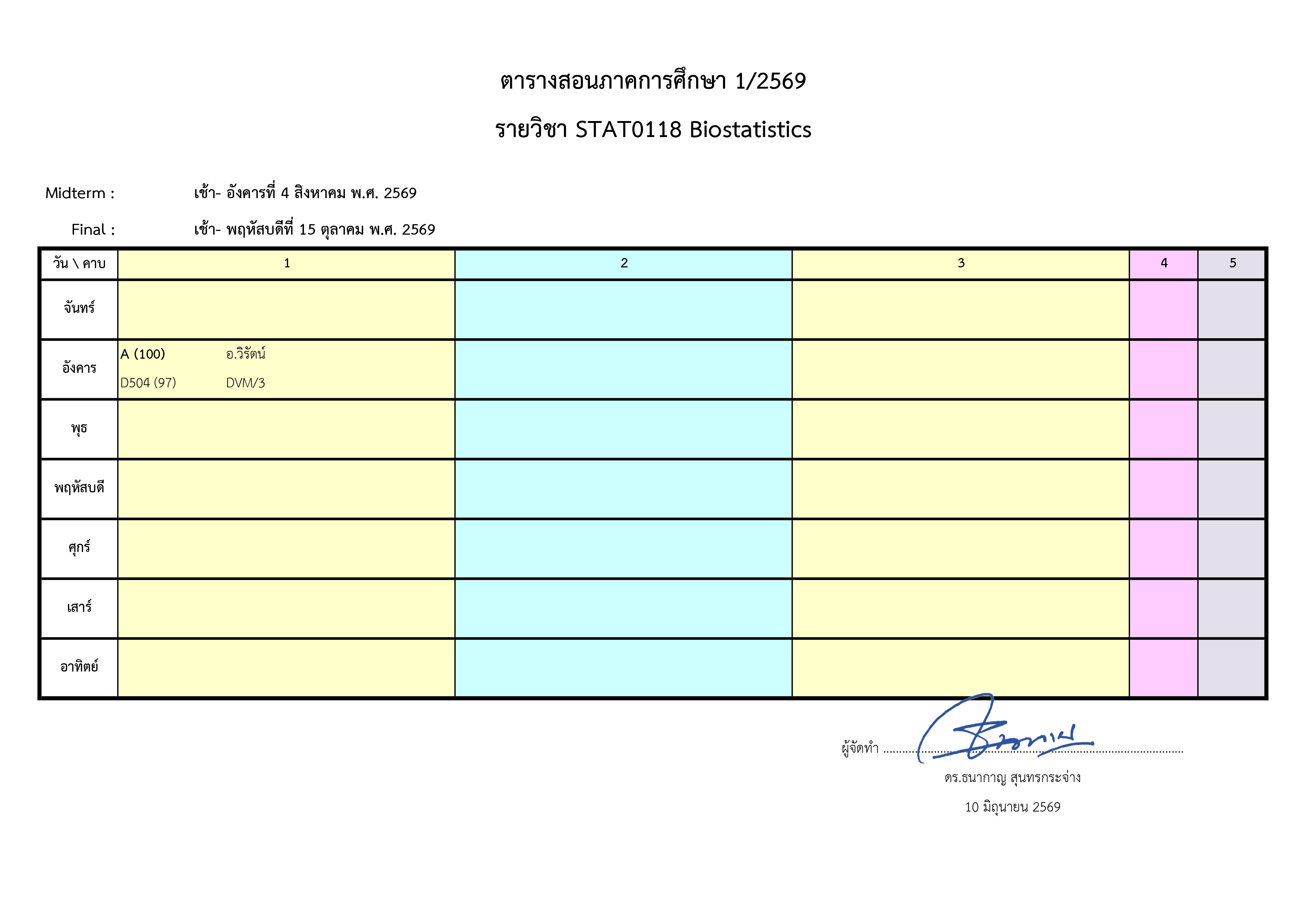 691TimeTable 08STAT0118