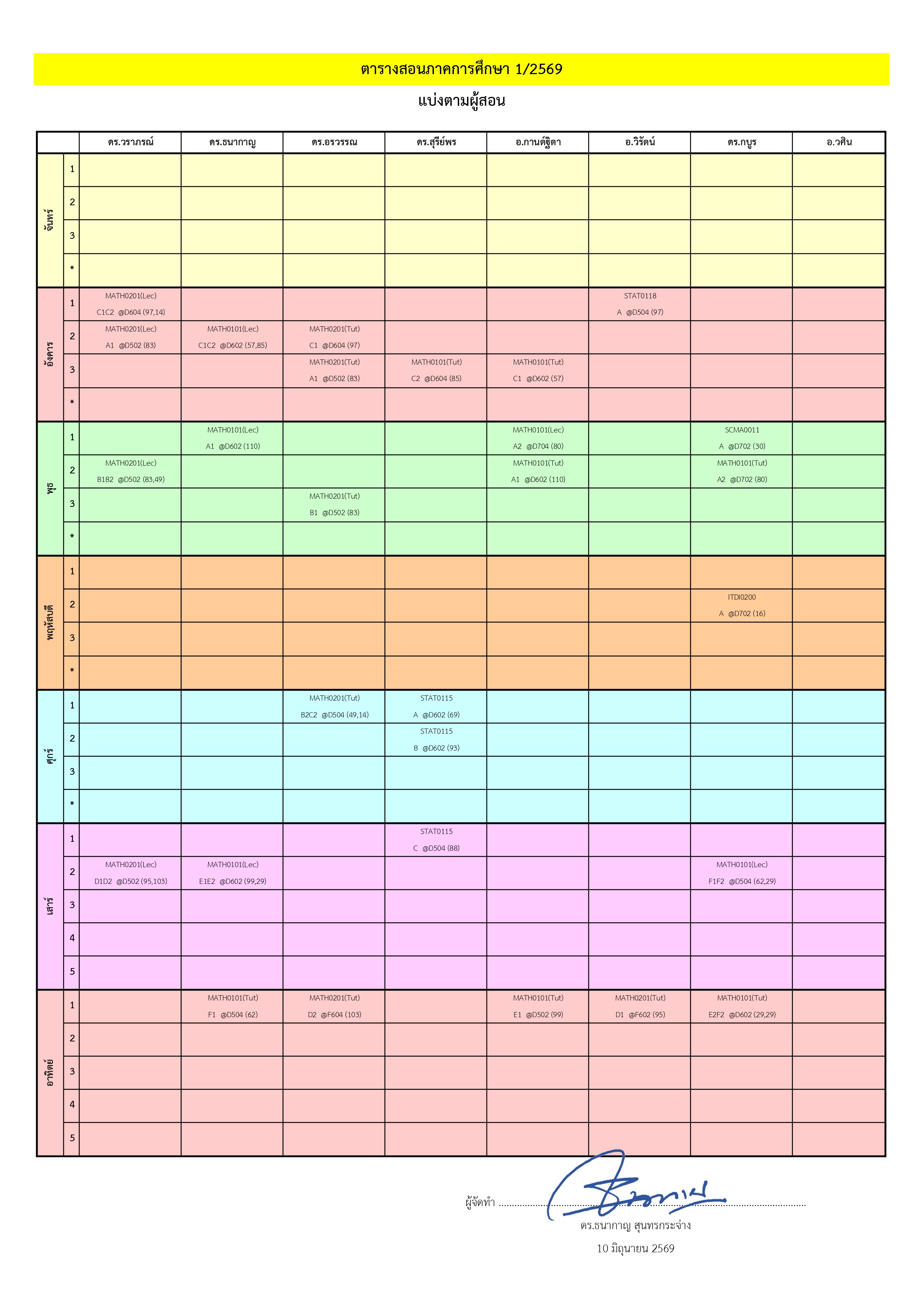 691TimeTable staff